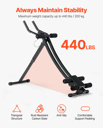 VEVOR Foldable Ab Workout Machine - Strength Training Equipment with 440 lbs Weight Capacity for Effective Ab Crunch Exercises