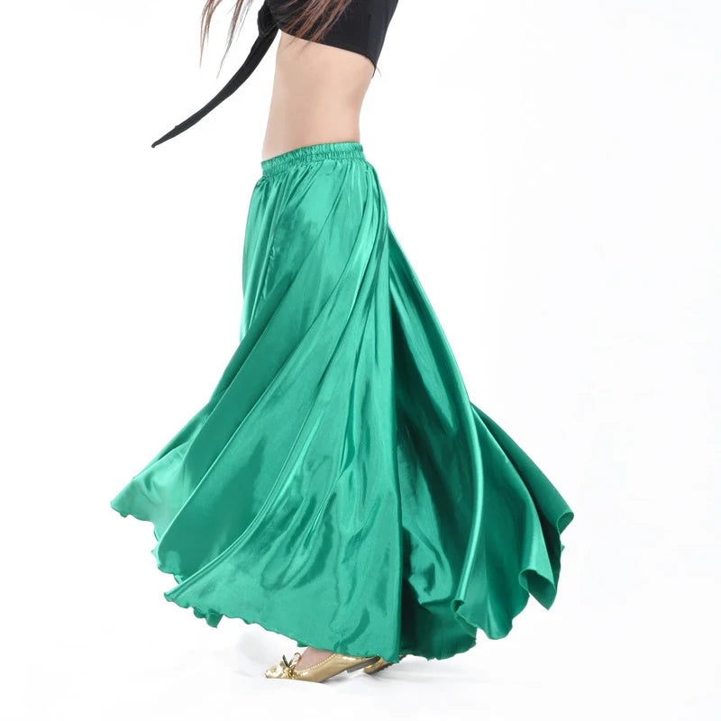 360-Degree Satin Belly Dance Skirt for Women - Gypsy Style Long Dance Skirt Available in 15 Solid Colors Including Purple and Gold