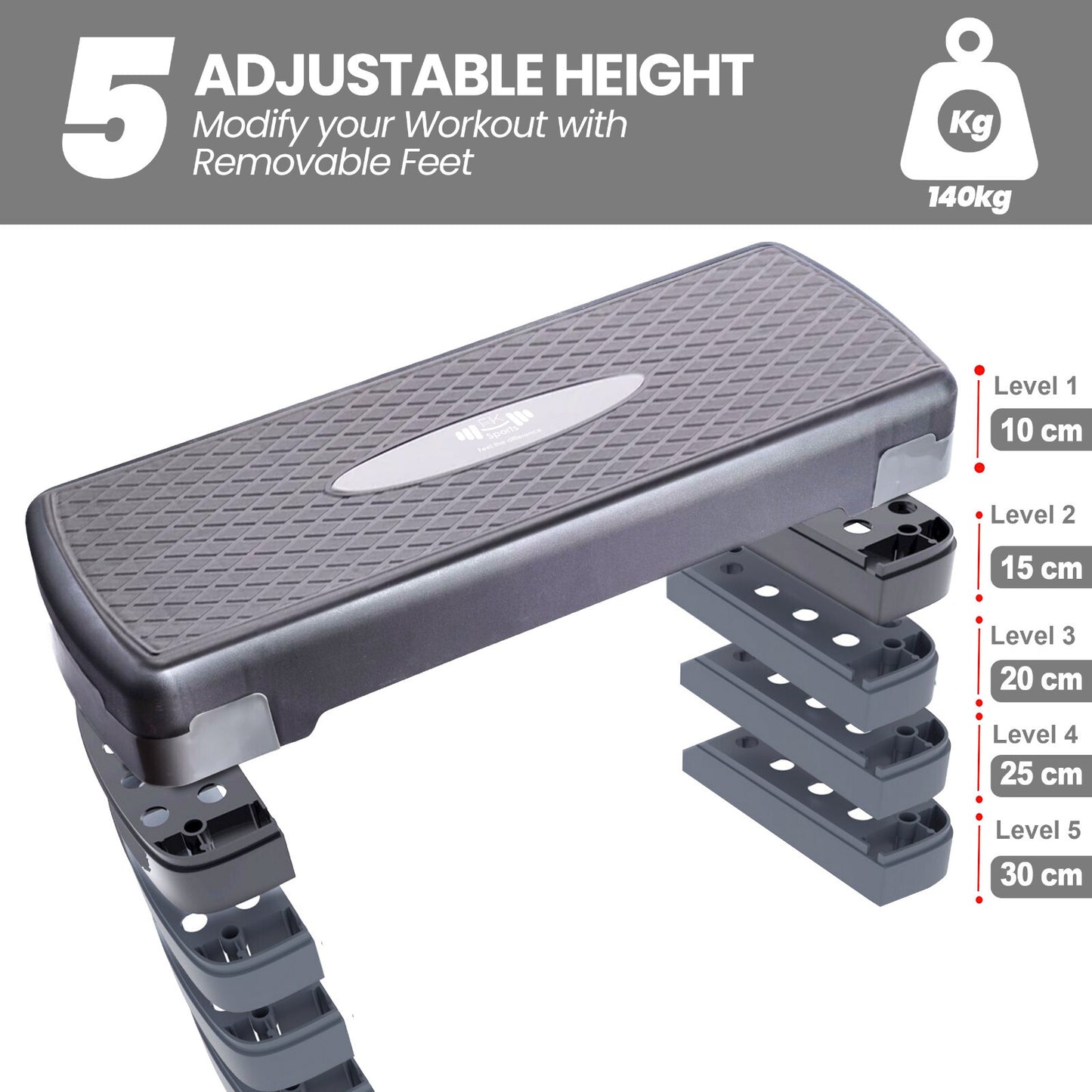 Aerobic Stepper Adjustable Height 2-3-5 Levels Exercise Stepper for Home Yoga