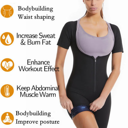 Women's Sauna Suit for Weight Loss, 3-in-1 Sweat Vest Waist Trainer and Full Body Shaper Workout Top in Black and Blue, Size 3XL