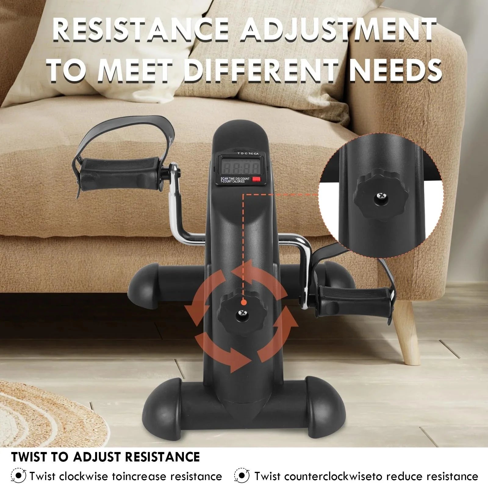 BAOKALER Desk Bike Pedal Exerciser, Mini Exercise Bike Stepper Indoor Exercise, Elder Bike Pedal Exerciser under Desk Fitness Equipment with LCD Screen Display