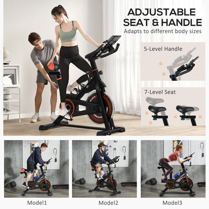 8Kg Flywheel Exercise Bike Adjustable Fitness Cycle Trainer, Black