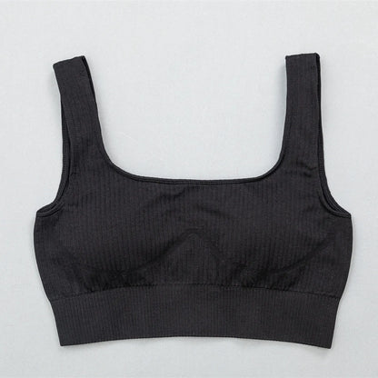 Women's Seamless Yoga Set - Athletic Workout Clothes with Long Sleeve Crop Top and Leggings