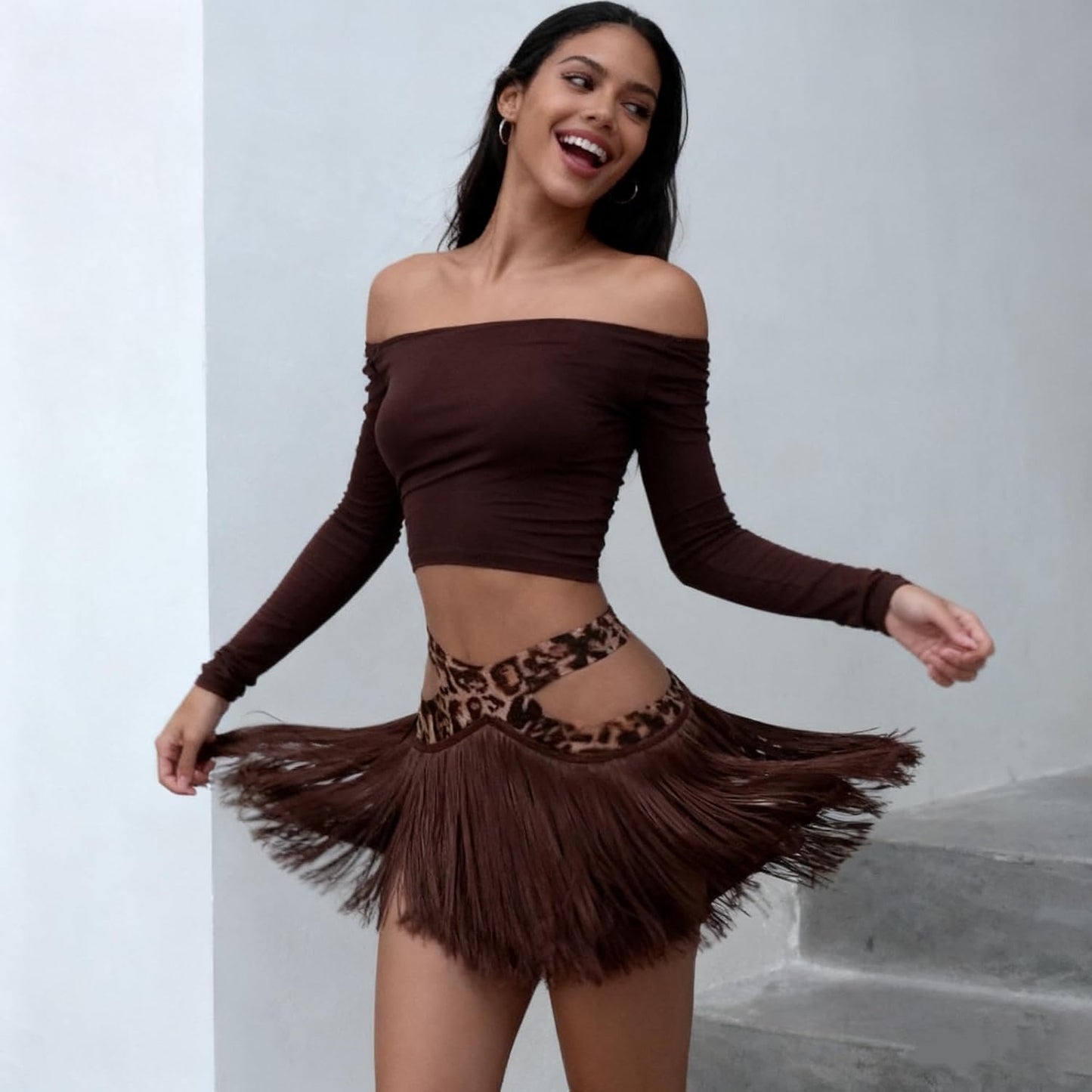 Fringe Skirt for Women Salsa Party Latin Dance Skirt with Shorts Dance Clothes Rave Outfit Dance Wear