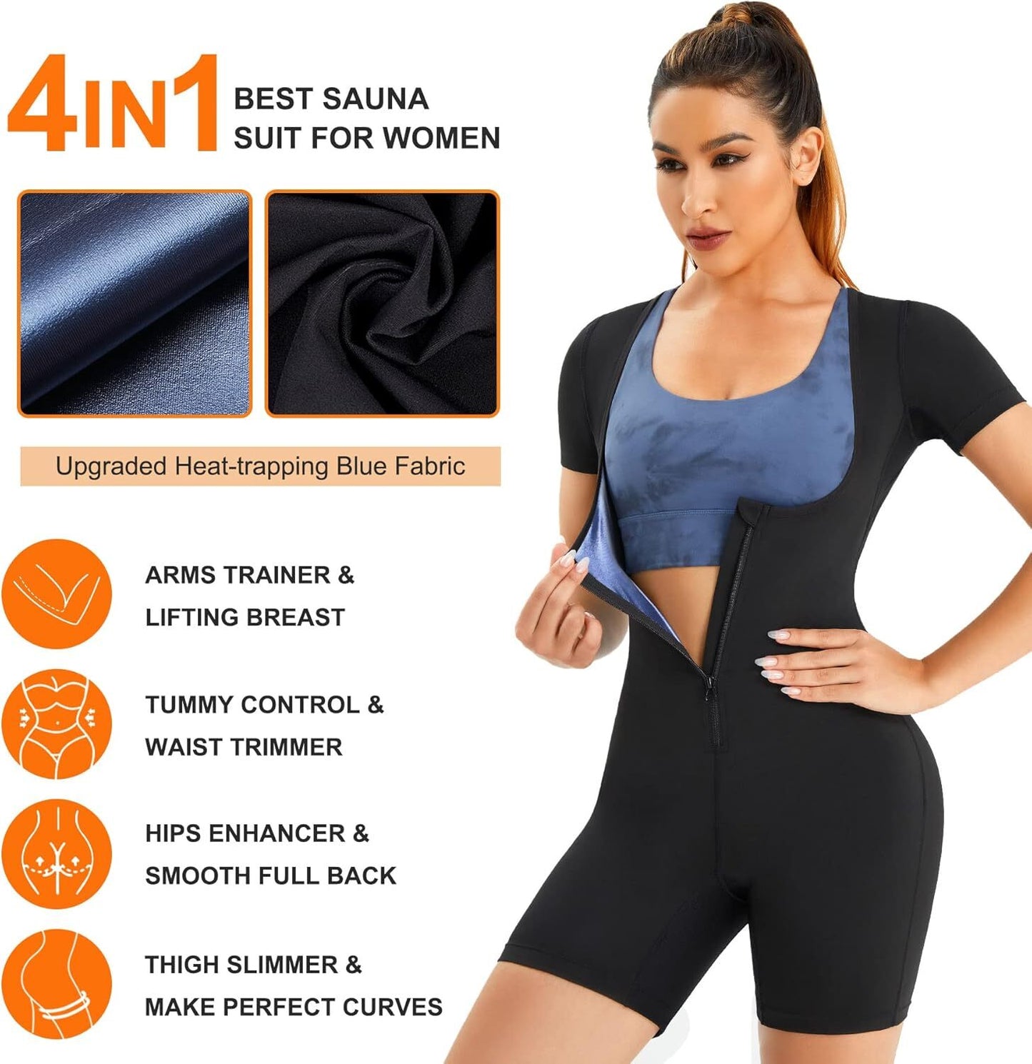 Women Sauna Sweat Suits Weight Loss Workout Vest Waist Trainer Shirt Shapewear