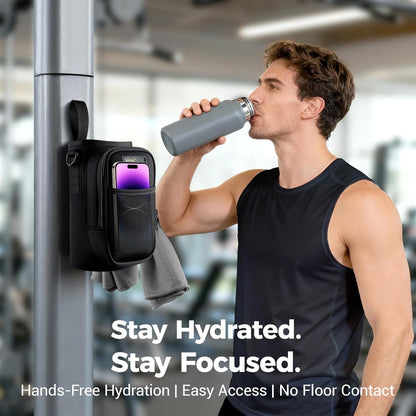 Magnetic Water Bottle Holder Bag with Phone Pocket for 24 32 40 Oz, 5 Strong Magnets Neoprene Water Bottle Carrier Adjustable Crossbody Strap Gym Ourdoor