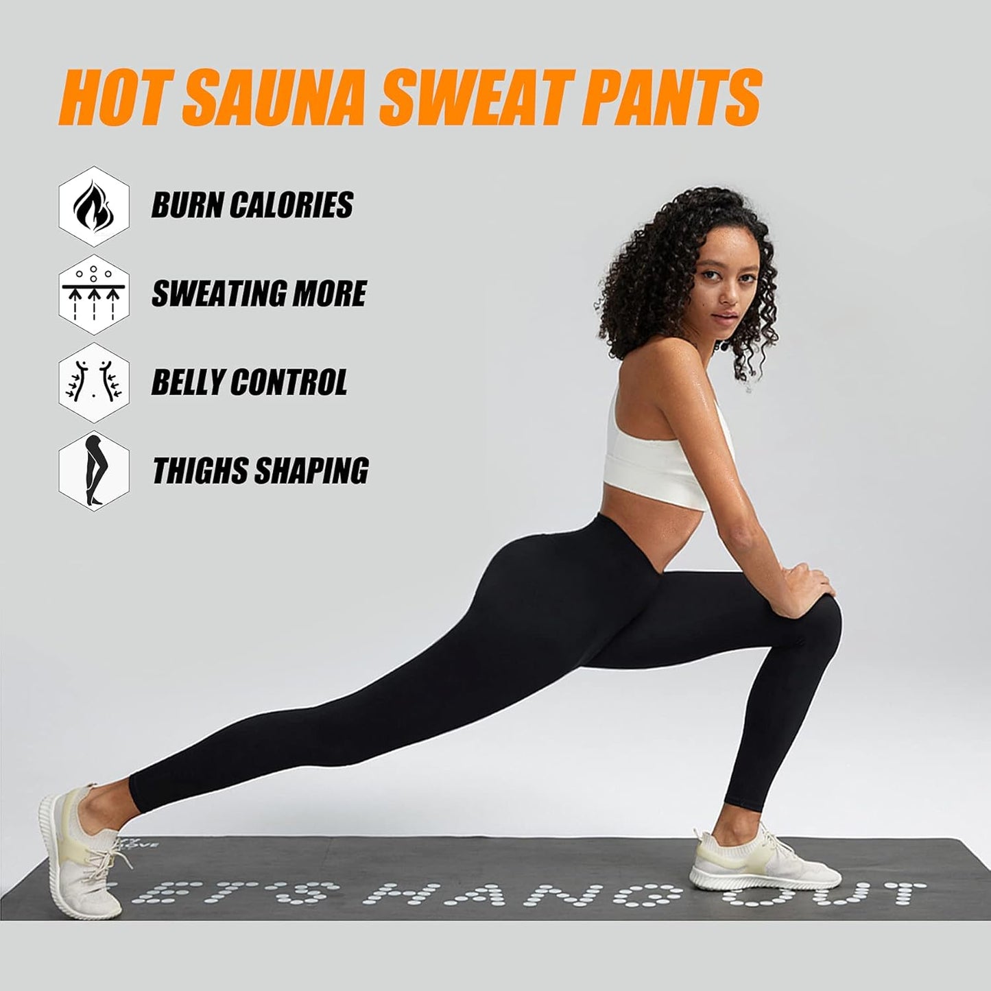 Women Sauna Sweat Pants Training Leggings Gym Exercise Capri Pants Sweating Body Shaper (Blue, Large)