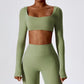 Sexy Yoga Shirts Crop Top Long Sleeves Shirts for Women Yoga Sports Fitness Gym Clothes Workout Tops Sports Shirts
