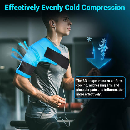 Ultimate 3D Shoulder Ice Pack Wrap for Fast Pain Relief and Recovery - Reusable Gel Cold Therapy Sleeve for Rotator Cuff Injuries, Arthritis, and Surgery (S/M)