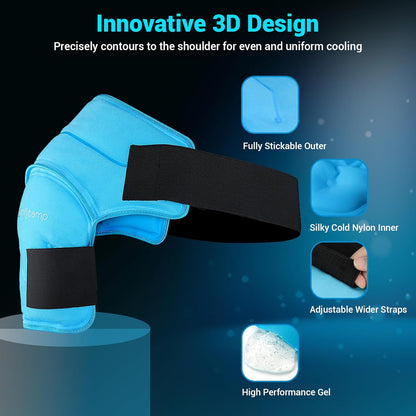 Ultimate 3D Shoulder Ice Pack Wrap for Fast Pain Relief and Recovery - Reusable Gel Cold Therapy Sleeve for Rotator Cuff Injuries, Arthritis, and Surgery (S/M)