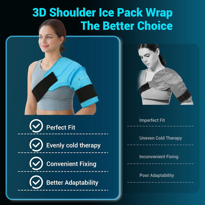 Ultimate 3D Shoulder Ice Pack Wrap for Fast Pain Relief and Recovery - Reusable Gel Cold Therapy Sleeve for Rotator Cuff Injuries, Arthritis, and Surgery (S/M)