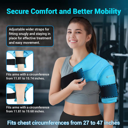 Ultimate 3D Shoulder Ice Pack Wrap for Fast Pain Relief and Recovery - Reusable Gel Cold Therapy Sleeve for Rotator Cuff Injuries, Arthritis, and Surgery (S/M)