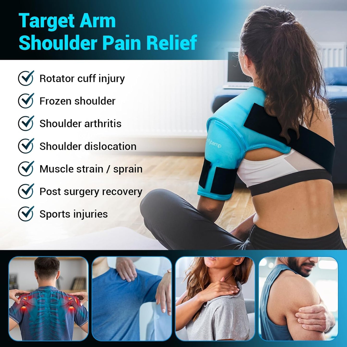 Ultimate 3D Shoulder Ice Pack Wrap for Fast Pain Relief and Recovery - Reusable Gel Cold Therapy Sleeve for Rotator Cuff Injuries, Arthritis, and Surgery (S/M)