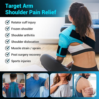Ultimate 3D Shoulder Ice Pack Wrap for Fast Pain Relief and Recovery - Reusable Gel Cold Therapy Sleeve for Rotator Cuff Injuries, Arthritis, and Surgery (S/M)