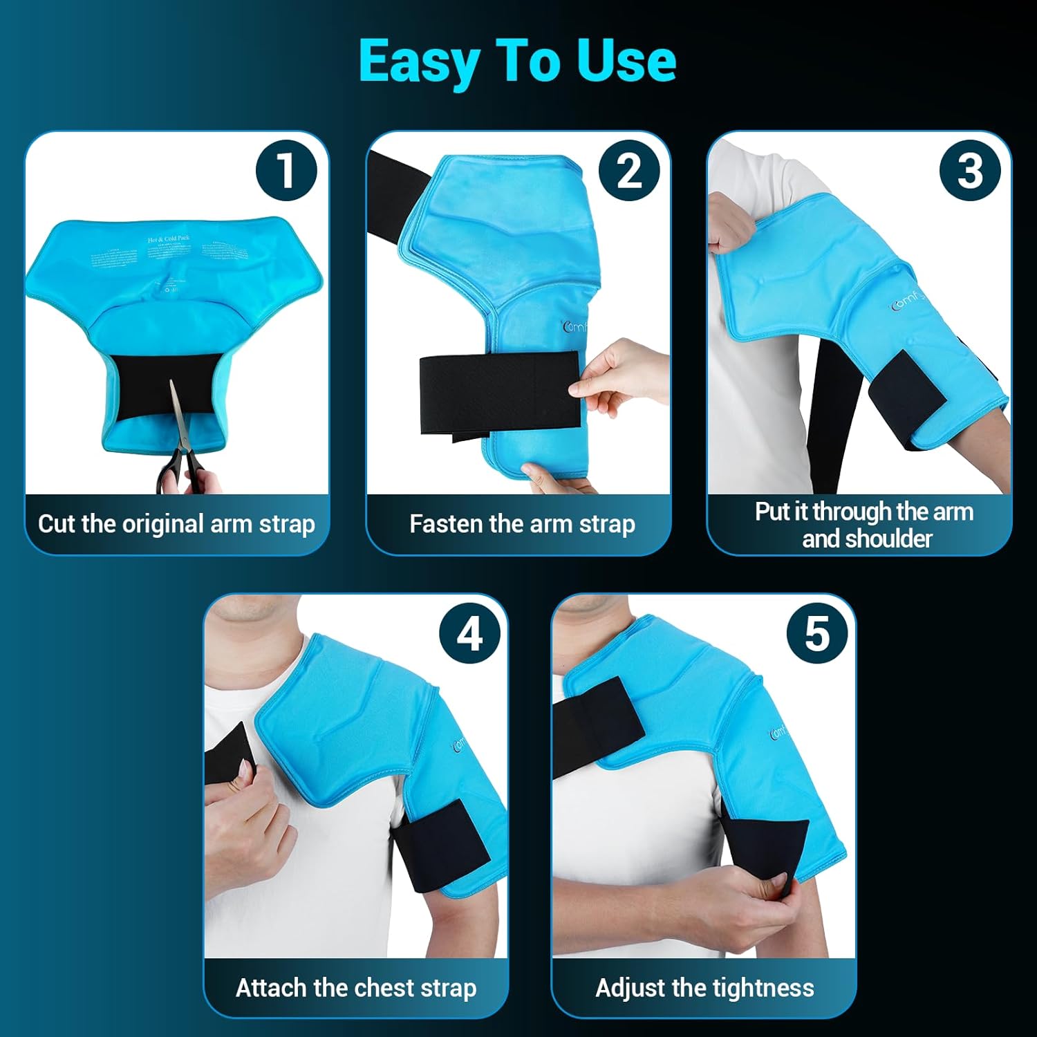 Ultimate 3D Shoulder Ice Pack Wrap for Fast Pain Relief and Recovery - Reusable Gel Cold Therapy Sleeve for Rotator Cuff Injuries, Arthritis, and Surgery (S/M)