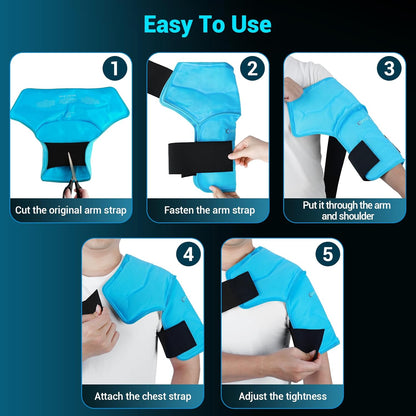 Ultimate 3D Shoulder Ice Pack Wrap for Fast Pain Relief and Recovery - Reusable Gel Cold Therapy Sleeve for Rotator Cuff Injuries, Arthritis, and Surgery (S/M)