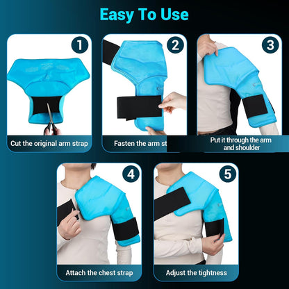 Ultimate 3D Shoulder Ice Pack Wrap for Fast Pain Relief and Recovery - Reusable Gel Cold Therapy Sleeve for Rotator Cuff Injuries, Arthritis, and Surgery (S/M)