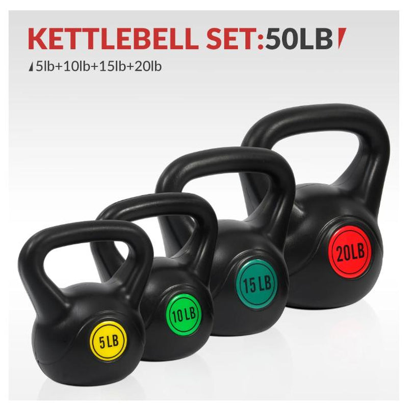 Balancefrom Wide Grip Kettlebell Exercise Fitness Weight Set, 4-Pieces: 5Lb, 10Lb, 15Lb and 20Lb Kettlebells