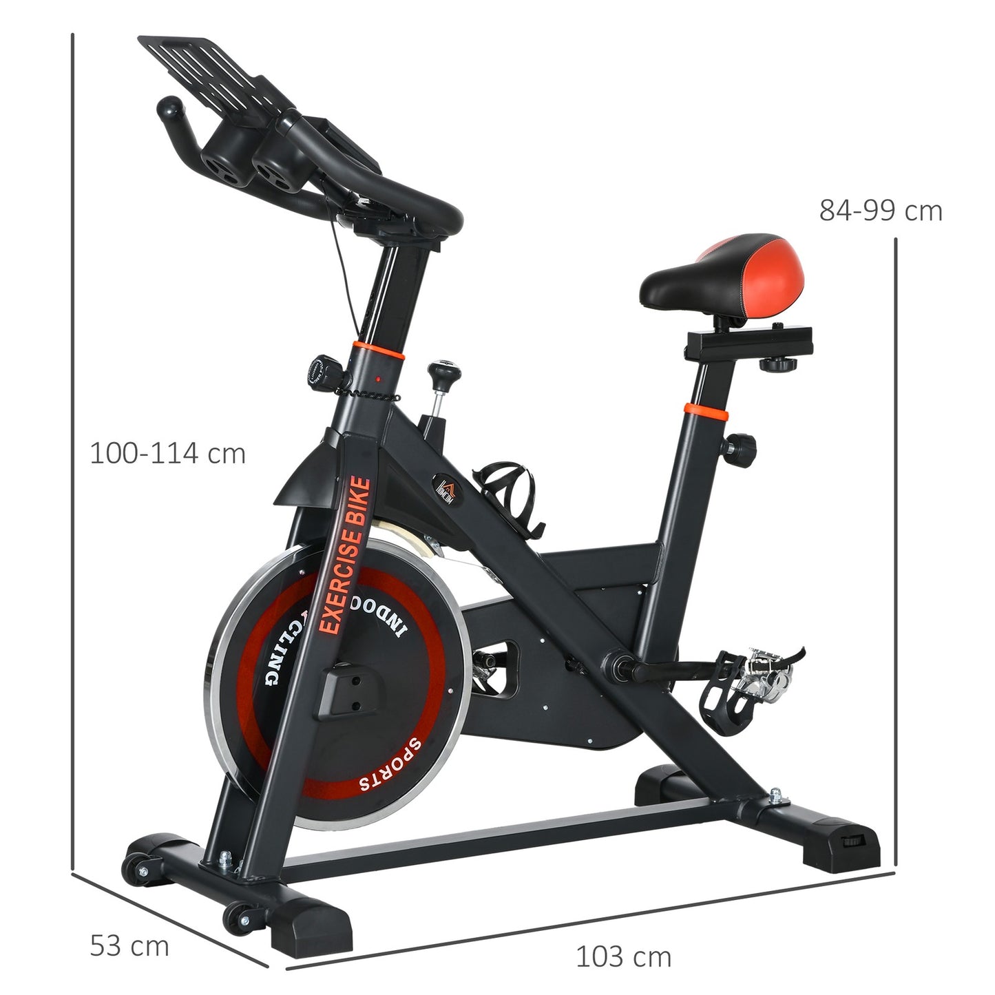 8Kg Flywheel Exercise Bike Adjustable Fitness Cycle Trainer, Black