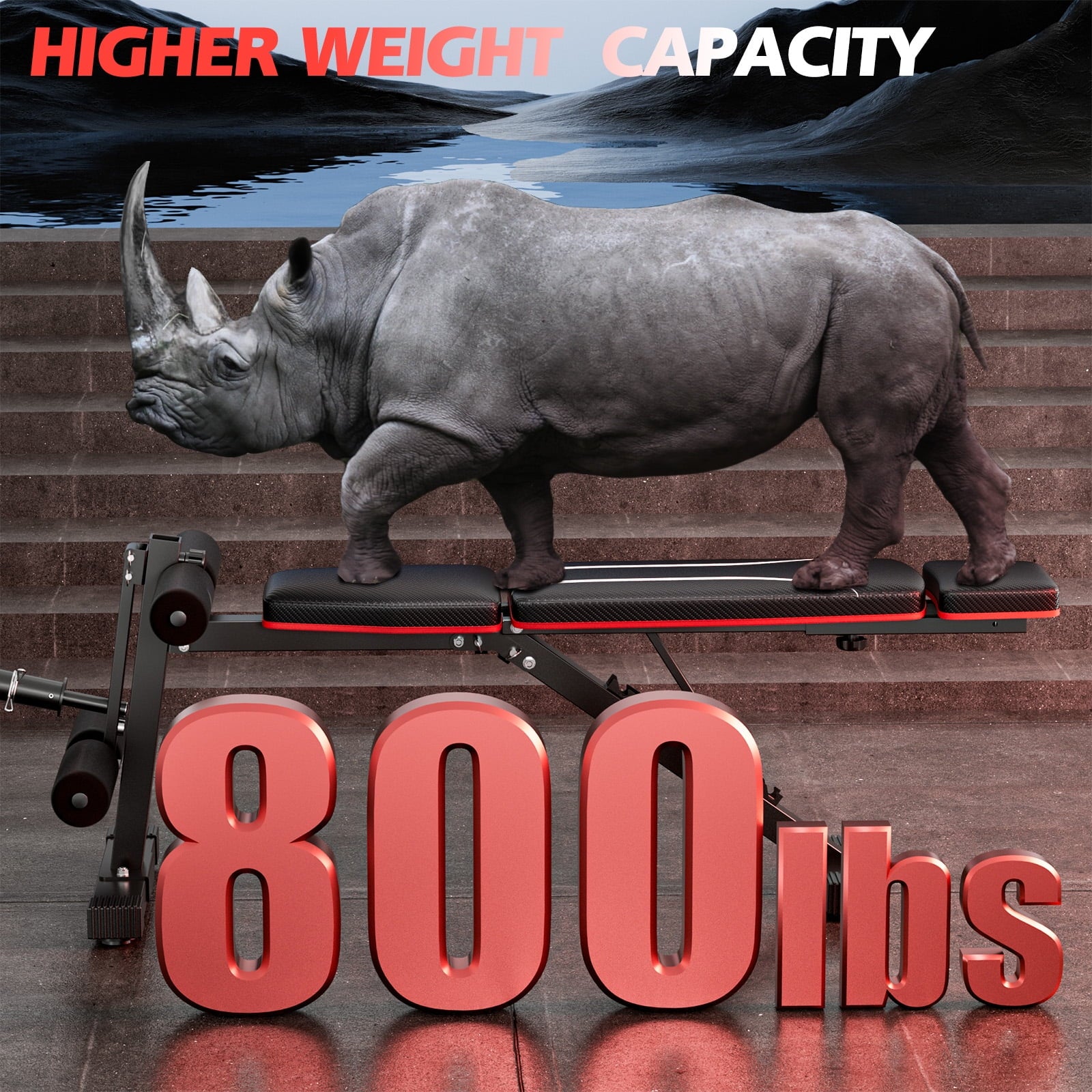 GIKPAL 7 Positions Adjustable Weight Bench with Extended Headrest & Preacher Curl,Foldable Workout Bench Olympic Weight Bench for Home Gym Full Body Strength Training,Support up to 800Lbs