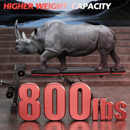 GIKPAL 7 Positions Adjustable Weight Bench with Extended Headrest & Preacher Curl,Foldable Workout Bench Olympic Weight Bench for Home Gym Full Body Strength Training,Support up to 800Lbs