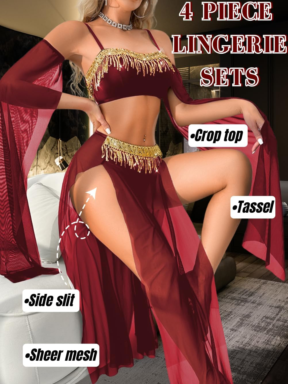 Exotic Wear Dancer Outfits, High Slit Lingerie