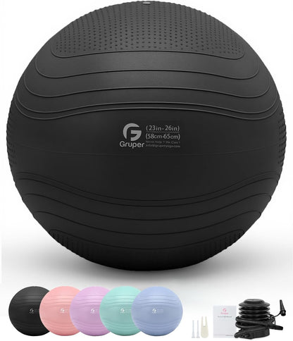Yoga Ball, Extra Thick Exercise Ball for Workout Pregnancy Stability - 4 Sizes anti Burst Balance Ball for Yoga, Pilates, Fitness, Birthing, Physical Therapy - Includes Pump