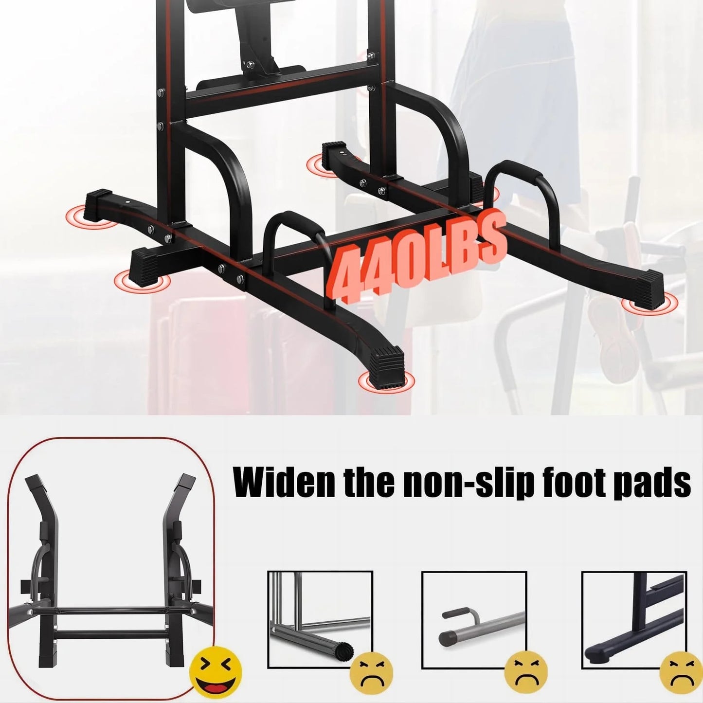 PROHIKER Adjustable Power Tower with Detachable Weight Bench and Pull-Up Bar for Home Fitness Training, Black