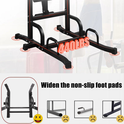 PROHIKER Adjustable Power Tower with Detachable Weight Bench and Pull-Up Bar for Home Fitness Training, Black