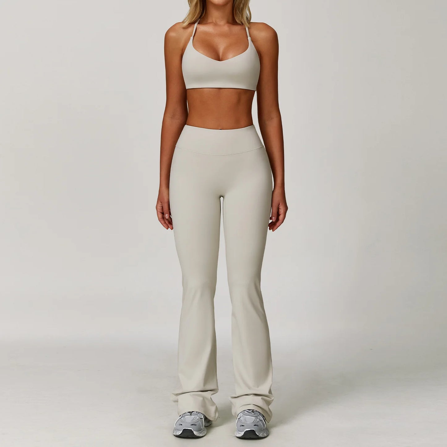 Women's 2/3 Piece Yoga Suit and Gym Set - Long Sleeve Sports Bra and Athletic Wear for Running and Workouts
