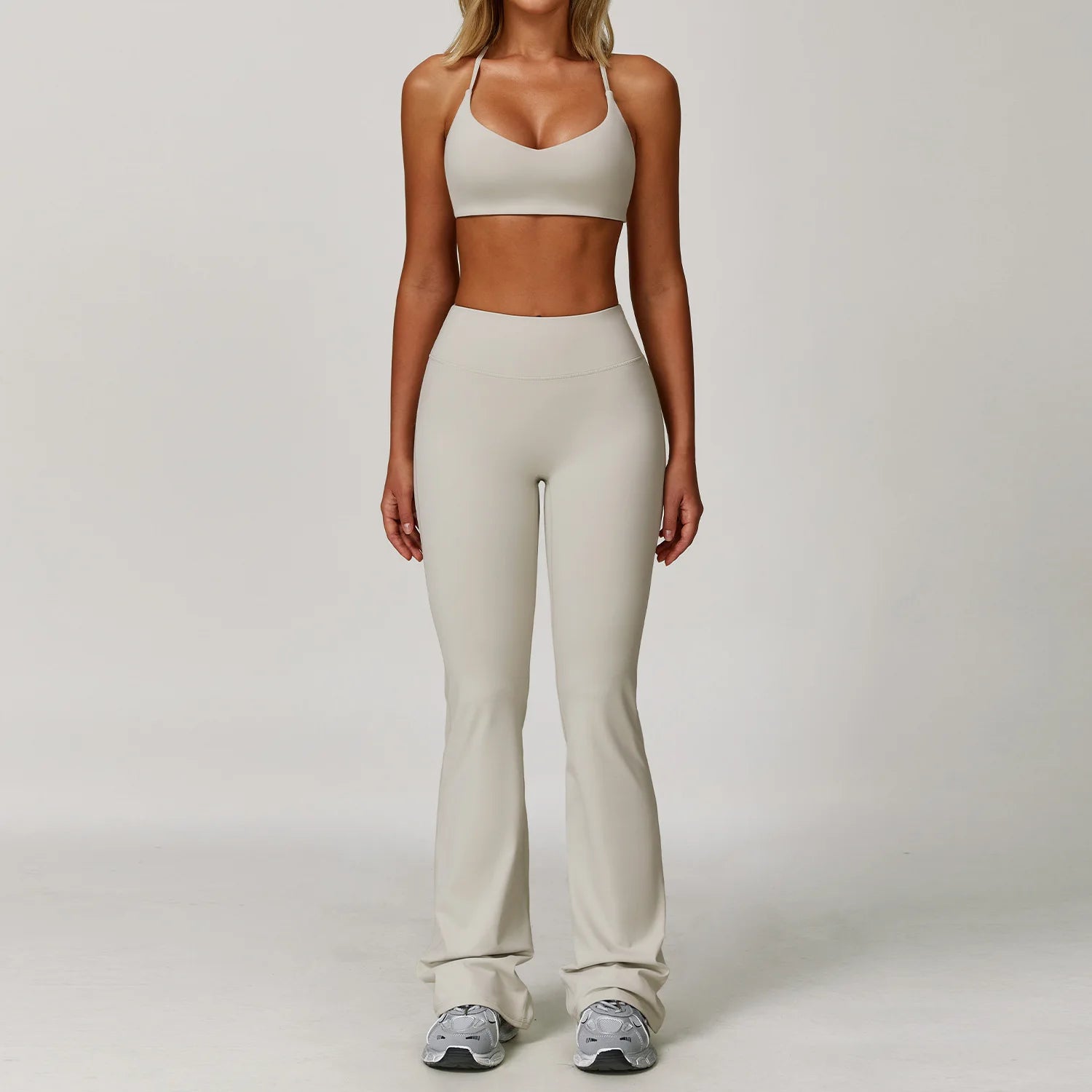 Women's 2/3 Piece Yoga Suit and Gym Set - Long Sleeve Sports Bra and Athletic Wear for Running and Workouts