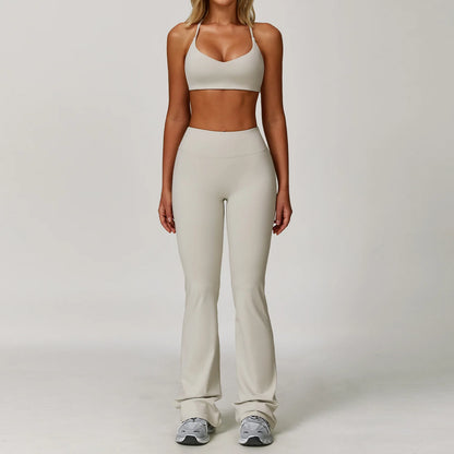 Women's 2/3 Piece Yoga Suit and Gym Set - Long Sleeve Sports Bra and Athletic Wear for Running and Workouts