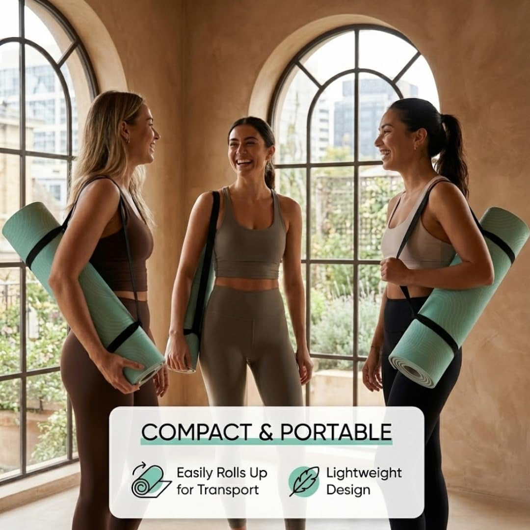 TPE Yoga Mat (72" X 24" X 5Mm) - Cruise Color Non-Slip Workout Mat with Alignment Lines for Women & Men - Durable, Eco-Friendly, Latex-Free Exercise Mat for Home, Pilates & Fitness by