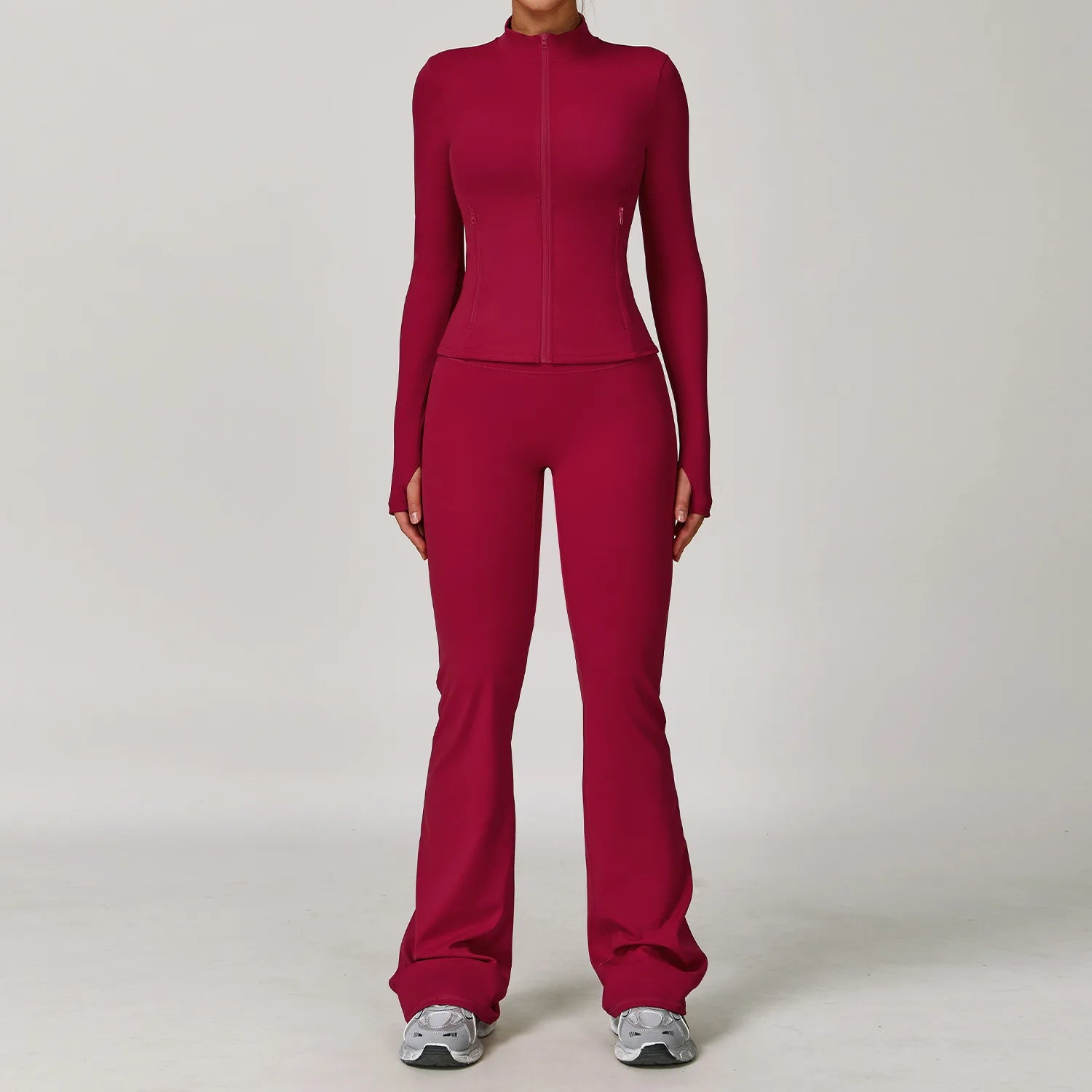 Women's 2/3 Piece Yoga Suit and Gym Set - Long Sleeve Sports Bra and Athletic Wear for Running and Workouts