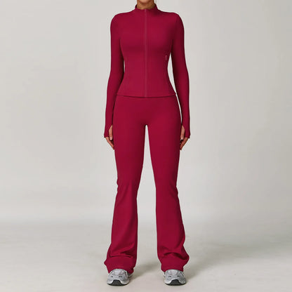 Women's 2/3 Piece Yoga Suit and Gym Set - Long Sleeve Sports Bra and Athletic Wear for Running and Workouts