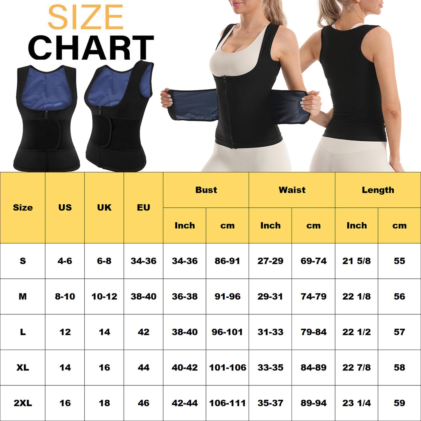 Women Sauna Sweat Suits Weight Loss Workout Vest Waist Trainer Shirt Shapewear
