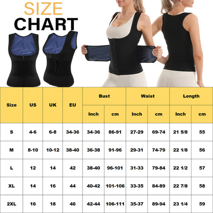 Women Sauna Sweat Suits Weight Loss Workout Vest Waist Trainer Shirt Shapewear