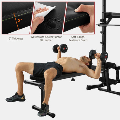 PROHIKER Adjustable Power Tower with Detachable Weight Bench and Pull-Up Bar for Home Fitness Training, Black