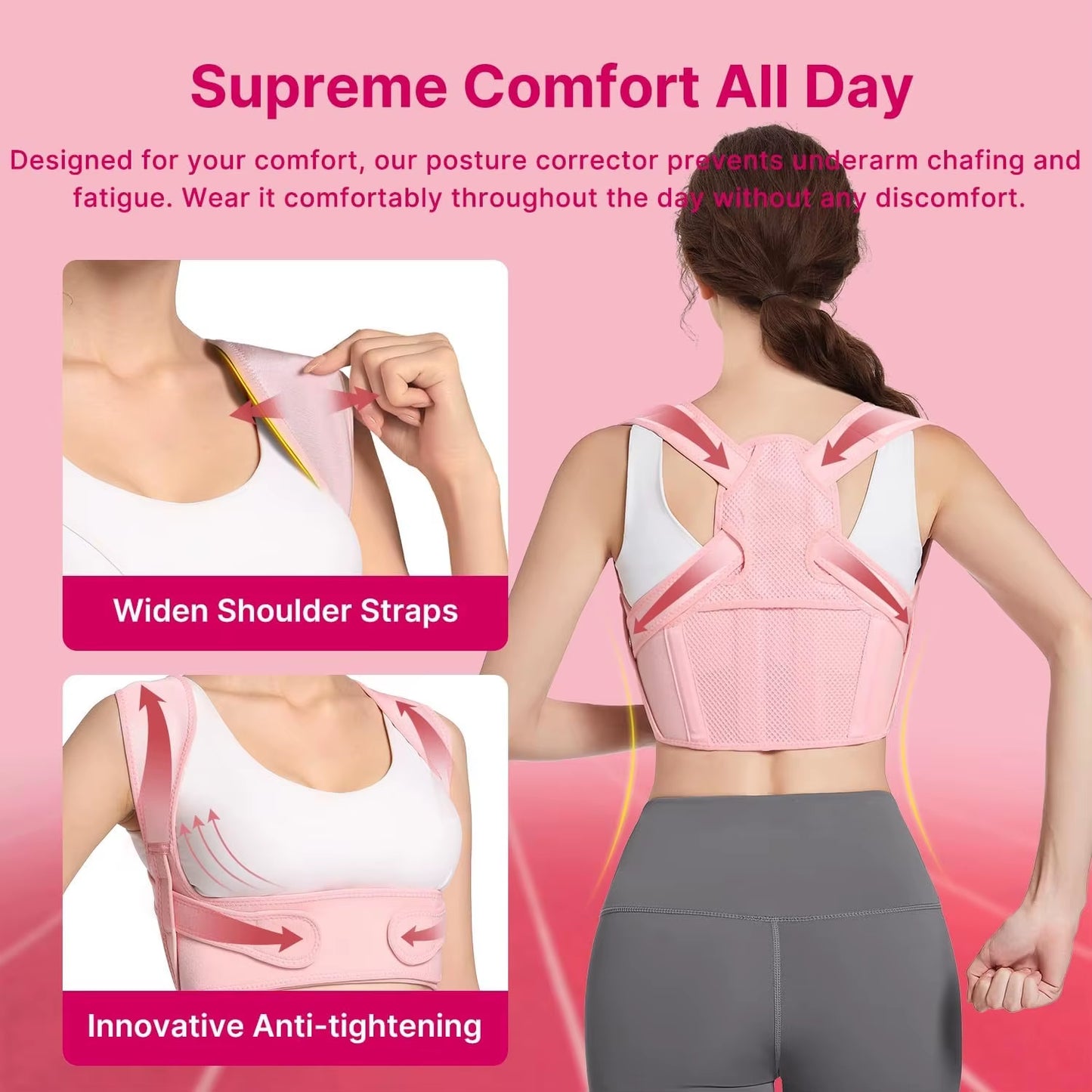 Adjustable Lightweight Upper Back Brace and Posture Corrector for Men and Women, Shoulder Straightener for Neck and Shoulder Support