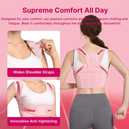 Adjustable Lightweight Upper Back Brace and Posture Corrector for Men and Women, Shoulder Straightener for Neck and Shoulder Support