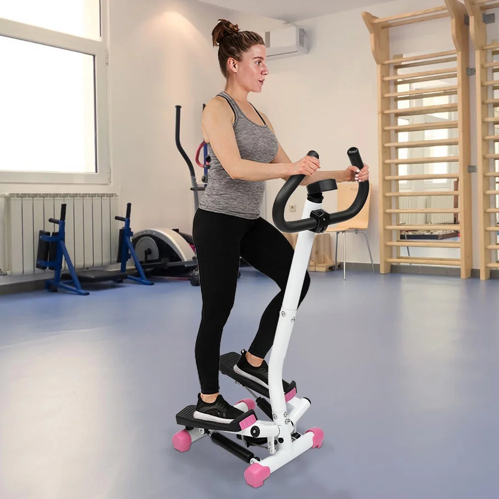 Ubesgoo Mini Aerobic Stepper, Stair Climber Twist Fitness Machine with Handle, Pink