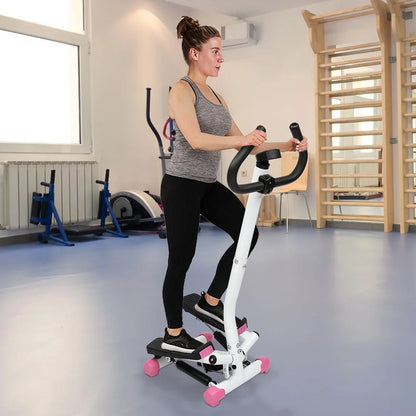 Ubesgoo Mini Aerobic Stepper, Stair Climber Twist Fitness Machine with Handle, Pink