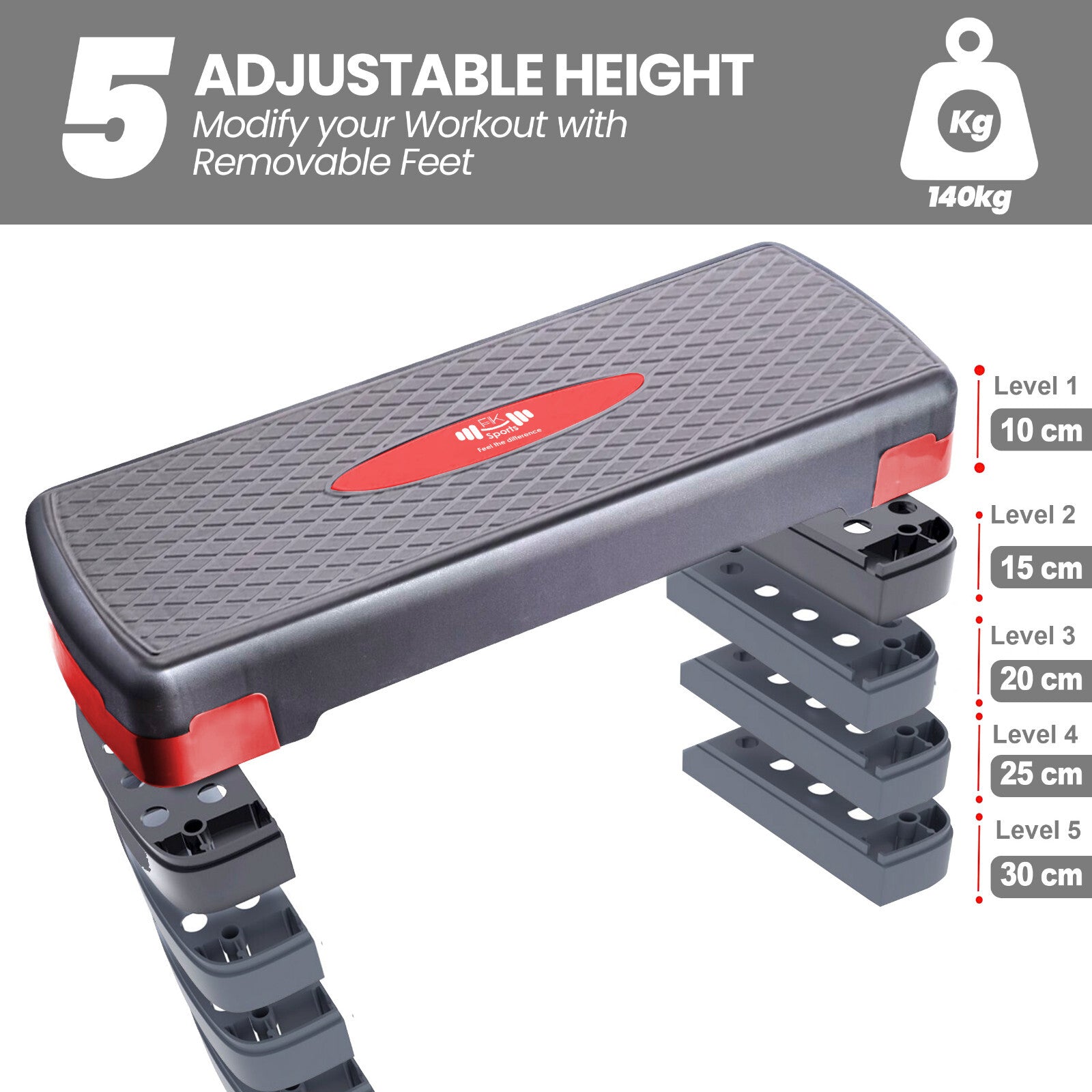 Aerobic Stepper Adjustable Height 2-3-5 Levels Exercise Stepper for Home Yoga