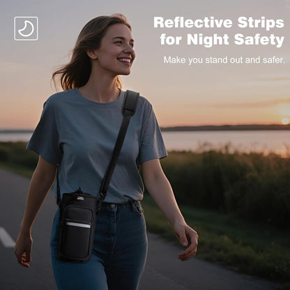 Water Bottle Carrier Bag,25Oz/40Oz/64Oz Bottle Pouch Holder,Adjustable Shoulder Hand Strap 2 Pocket Sling Neoprene Sleeve Sports Accessories for Hiking Travelling Camping