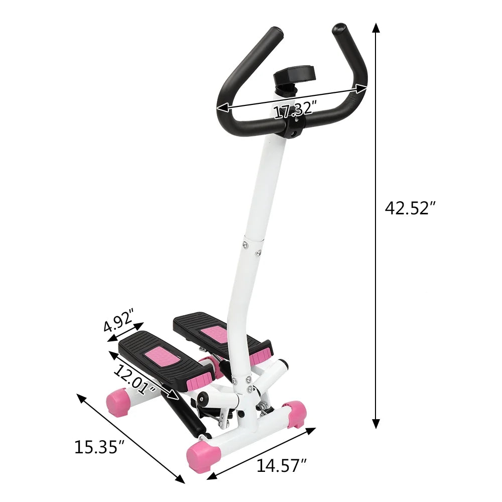 Ubesgoo Mini Aerobic Stepper, Stair Climber Twist Fitness Machine with Handle, Pink