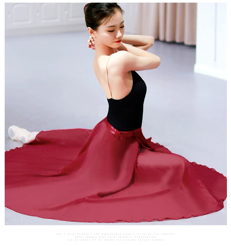 Chiffon Ballet Tutu Skirt Wrap Dance Gymnastics Lyrical Long