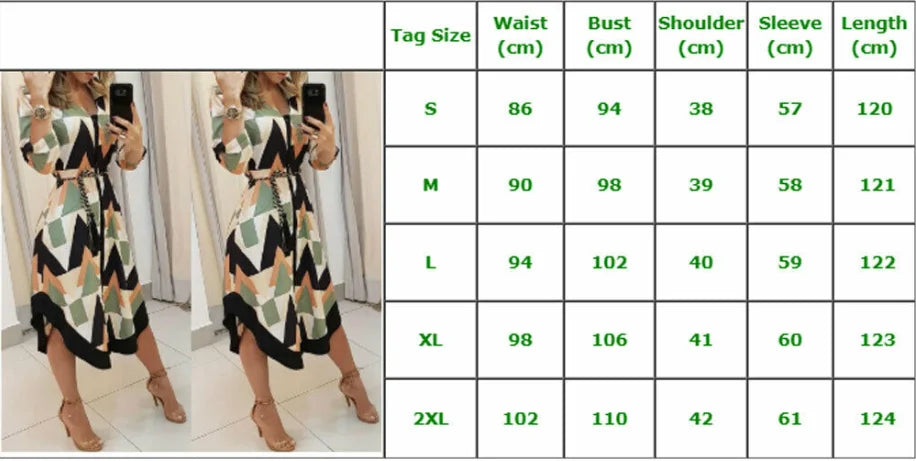 2020 Brand Women's Autumn Shirt Dress Lady Wave Print Long Sleeve V-neck Tunic Dress Holiday Midi Dress Plus Size Women Dress