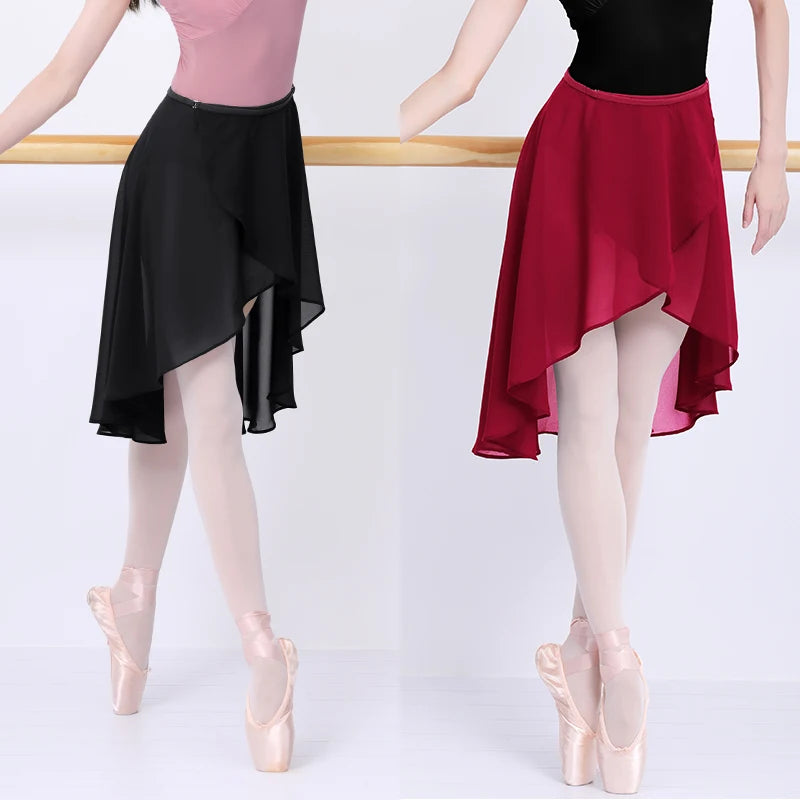 Women Ballet Skirts Chiffon Ballet Dress Tulle Skirt Black Polyester Dance Costumes Girls Adult Training Dress