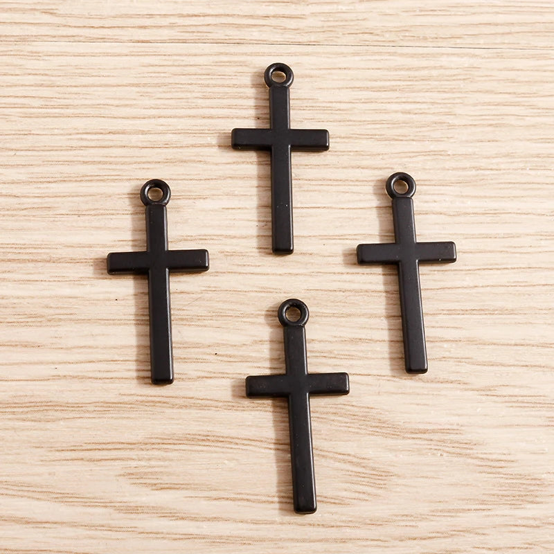 20pcs 13*27mm Alloy Black Color Cross Charms for Jewelry Making Pendants Necklaces Drop Earrings DIY Handmade Bracelet Accessory