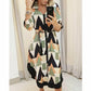 2020 Brand Women's Autumn Shirt Dress Lady Wave Print Long Sleeve V-neck Tunic Dress Holiday Midi Dress Plus Size Women Dress